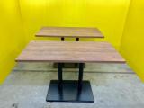 中古 木製テーブル カフェ テーブル 木目天板 2点セット W1200×D600×H720mm